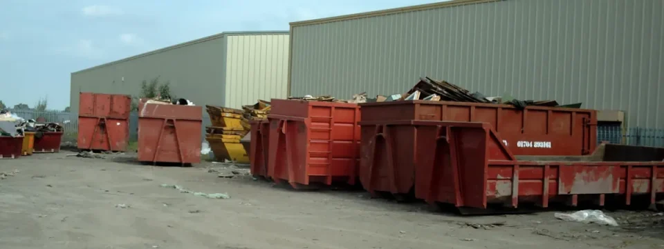 20 yard skip roll on roll off container on a site